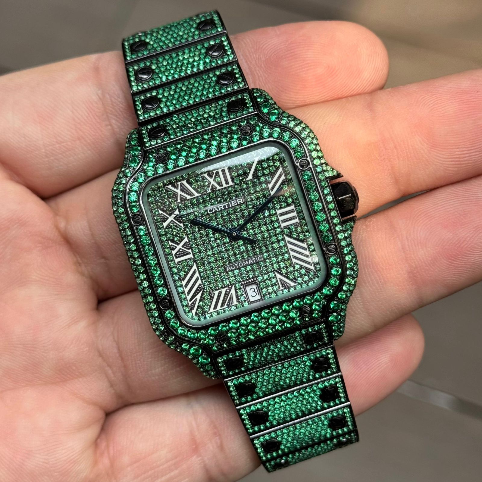 Cartier Santos Large Iced Out