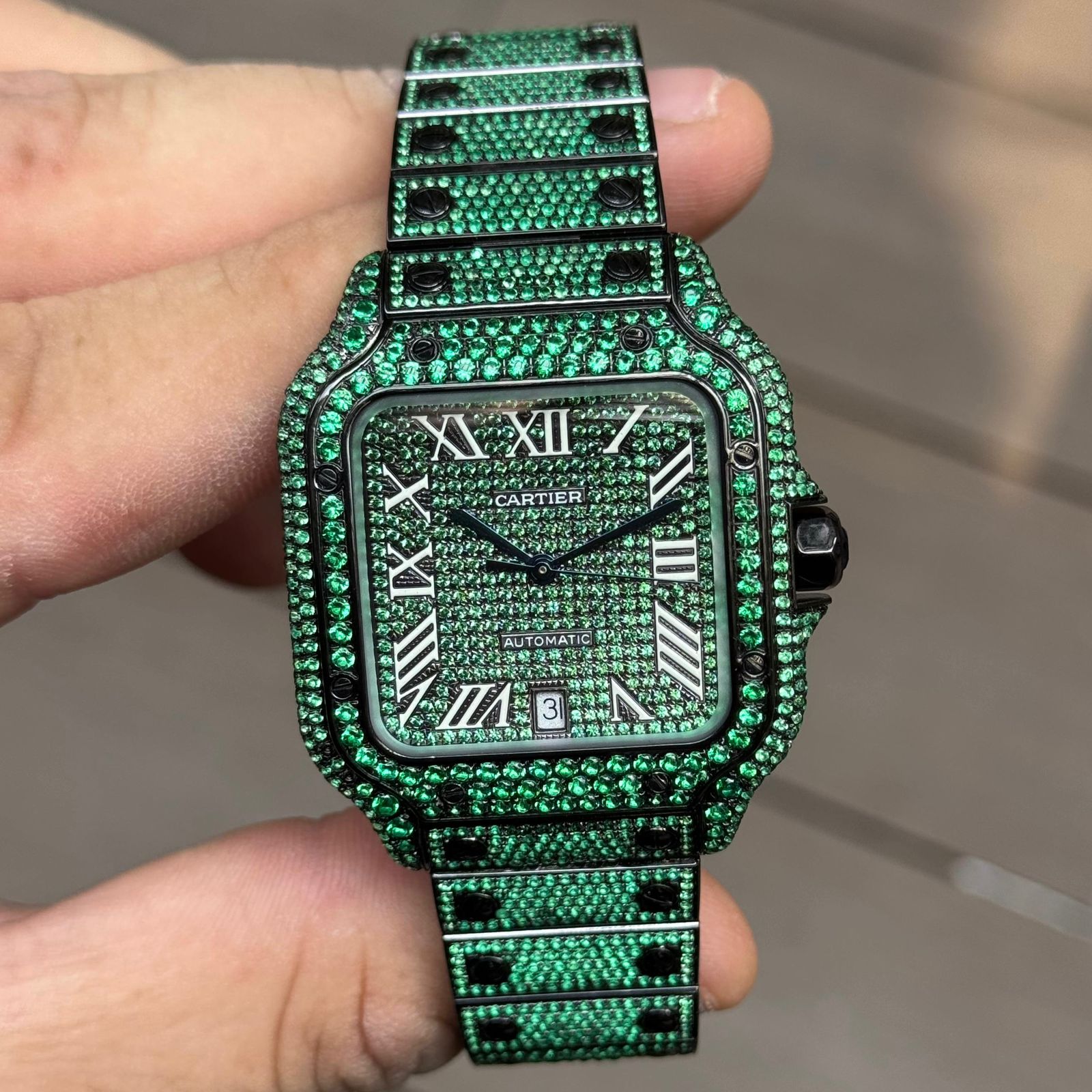 Cartier Santos Large Iced Out