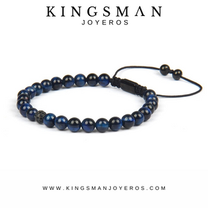 Blue Tiger Eye and Rhodium Minimalistic Bracelet