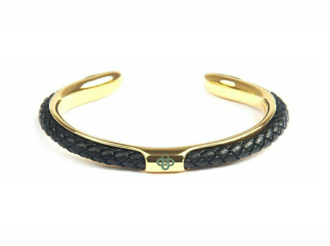 Uroboros Banglet 18K Gold Circlet and Leather Bracelet