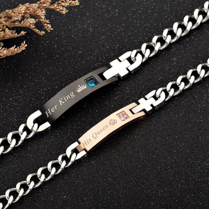 King and Queen Stainlees Steel Pair Bracelet