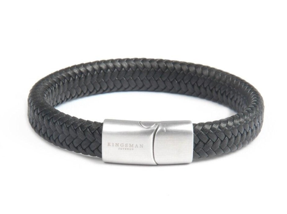 Black Leather and Silver Richmond Bracelet