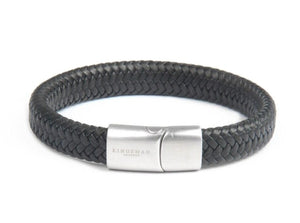 Black Leather and Silver Richmond Bracelet