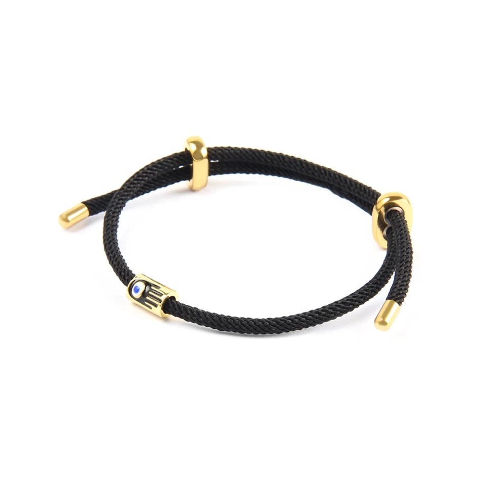 Black Persian Silk and Gold Jamsa Bracelet