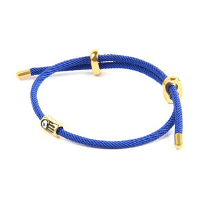 Blue Persian Silk and Gold Jamsa Bracelet
