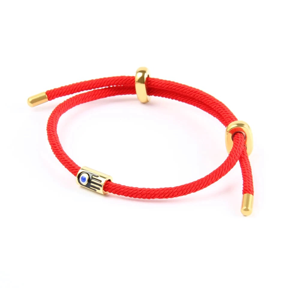 Red Persian Silk and Gold Jamsa Bracelet