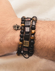 Jamsa Hand and Lava Stone Tiger Eye Bracelet
