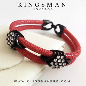 Rhodium Diamond Red Stingray Bracelet