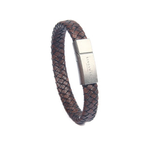 Brown Leather Vintage Steel Bracelet
