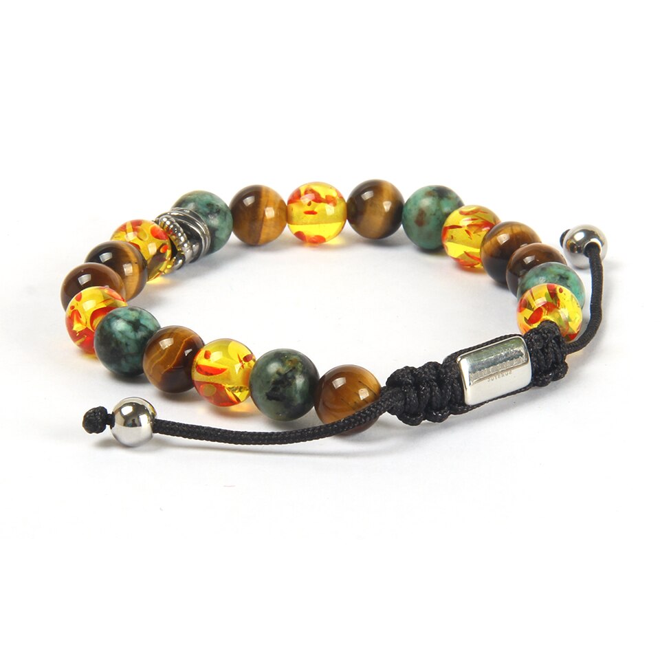 Amber and Chrysoprase Leaf Silver Bracelet