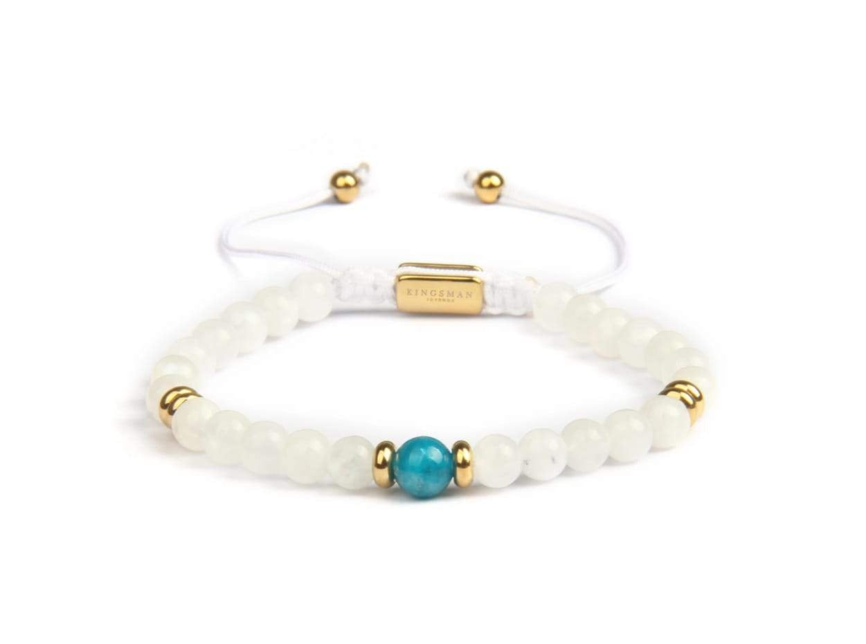 Sea Pearl Lunar Stone Blue Center Gold 18k Bracelet