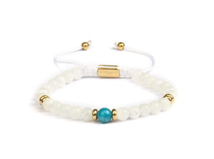 Sea Pearl Lunar Stone Blue Center Gold 18k Bracelet