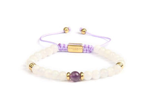 Sea Pearl Lunar Stone Purple Center Gold 18k Bracelet