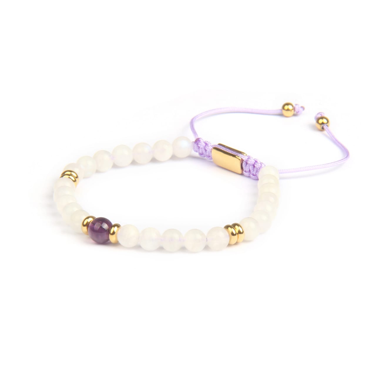 Sea Pearl Lunar Stone Purple Center Gold 18k Bracelet