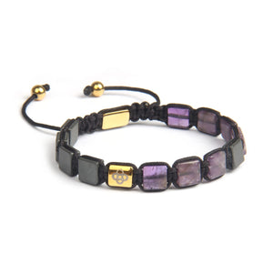 Amethyst Hematite Bali Gold 18K Uroboros Bracelet