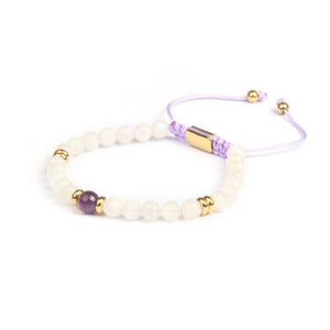 Sea Pearl Lunar Stone Purple Center Gold 18k Bracelet