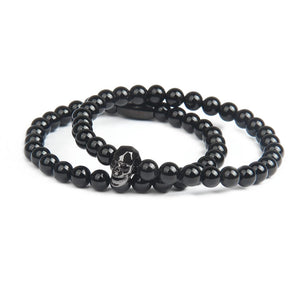 Faceted Rhodium Skull and Agata Stack