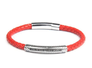 Stratton Red Leather Bracelet