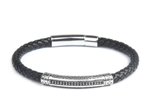 Stratton Black Leather Bracelet
