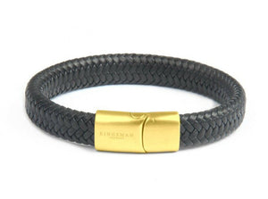 Black Leather and 18K Gold Richmond Bracelet