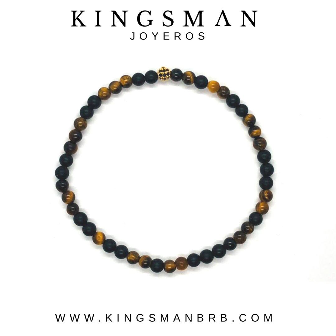Tiger Eye and Onyx MicroBeads Bracelet