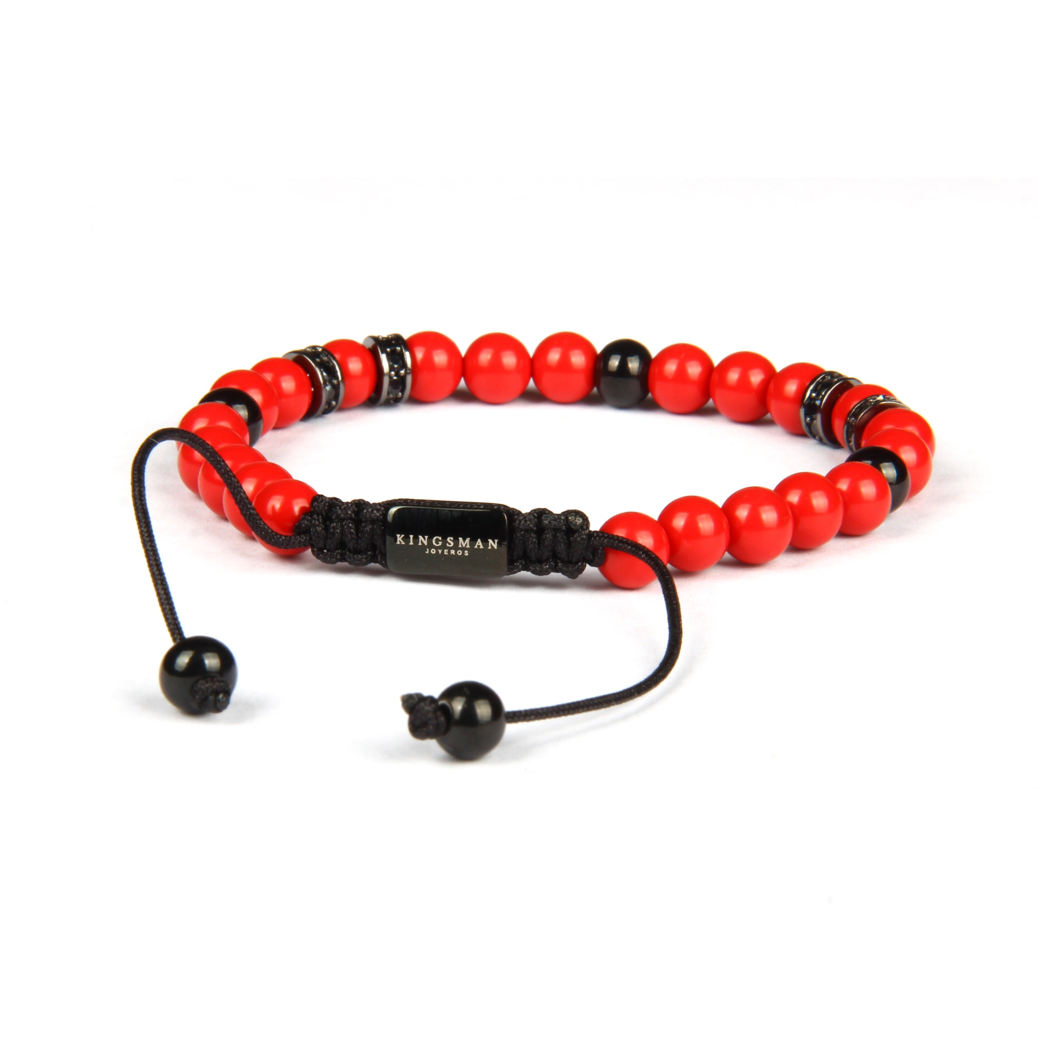Red Jade and Rhodium Bracelet