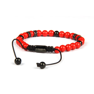 Red Jade and Rhodium Bracelet