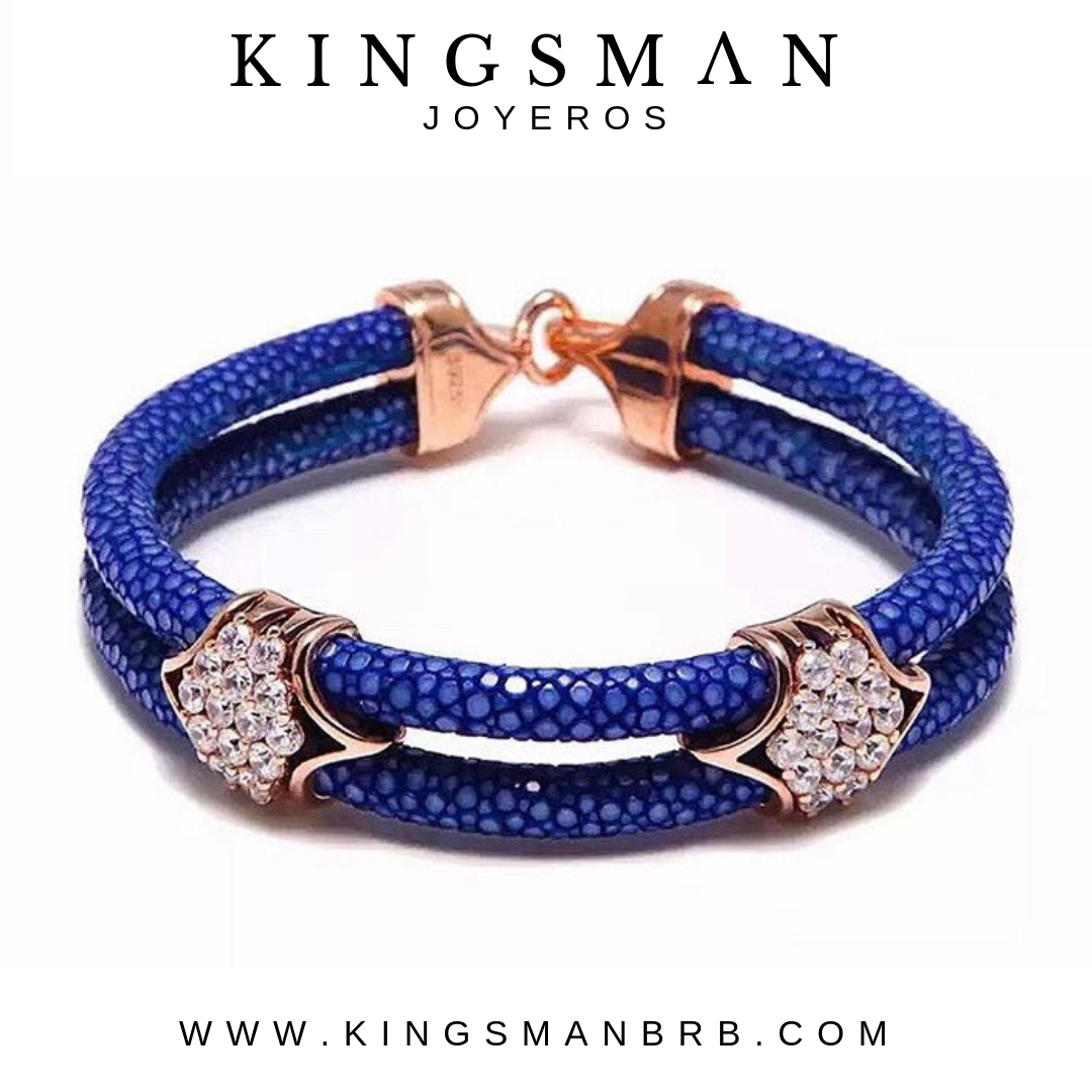 Luxury Stingray Double Blue Strip Rose Gold Bracelet