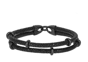 Rhodium Multi-Stoppers Black Stingray Bracelet