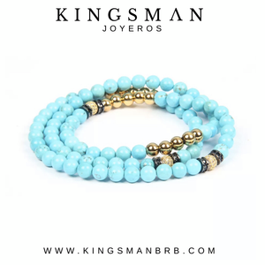Turquoise CZ Gold Tour Beads Bracelet