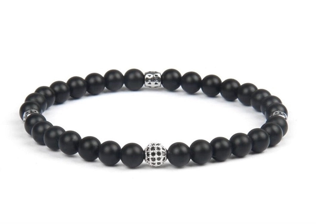 Onyx and Silver beads Bracelet