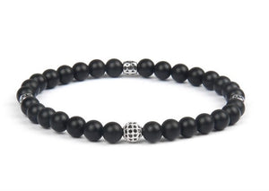 Onyx and Silver beads Bracelet