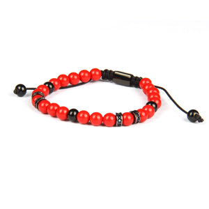 Red Jade and Rhodium Bracelet