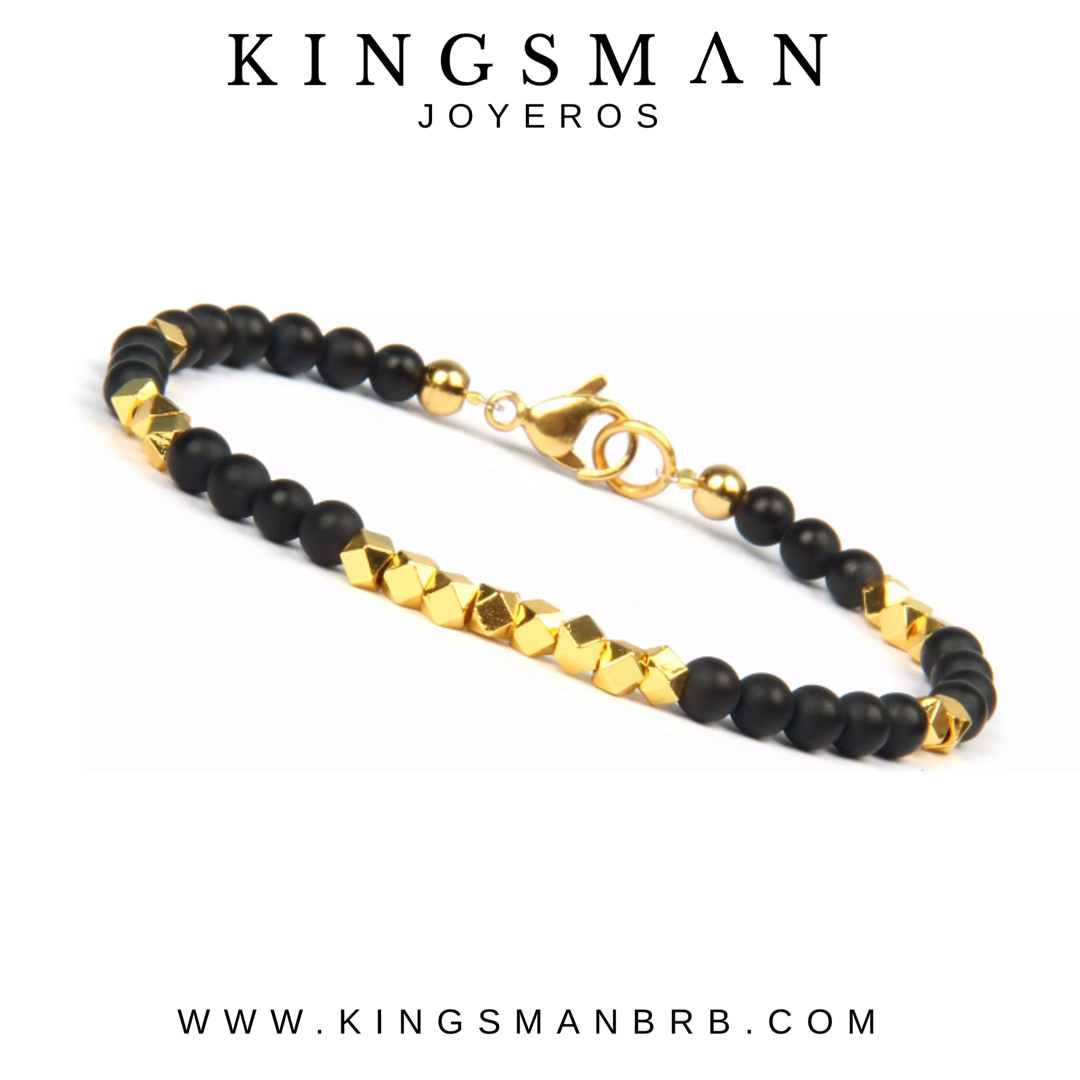 Onyx and Gold MicroBeads Bracelet XSmall