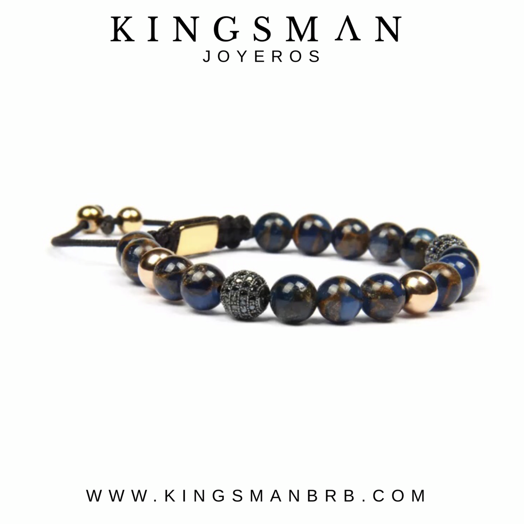 CZ Rose Gold Blue Cloissoné Beads Bracelet