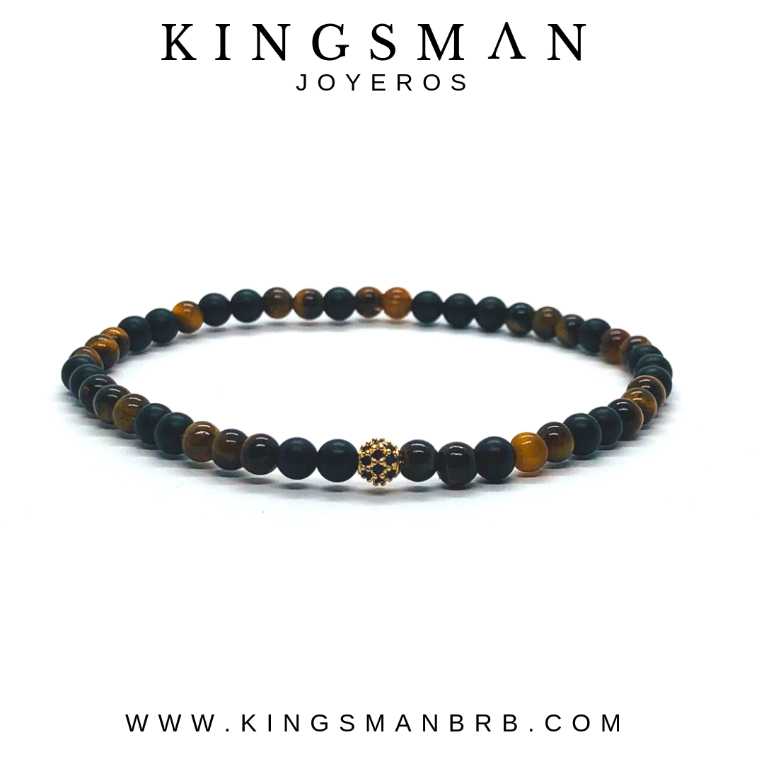 Tiger Eye and Onyx MicroBeads Bracelet