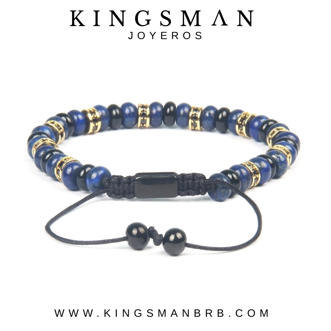 Luxury Lapis Lazulli and Agata Flatbead Bracelet