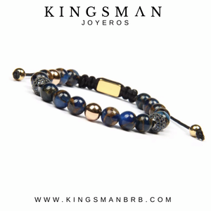 CZ Rose Gold Blue Cloissoné Beads Bracelet