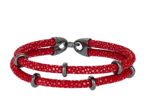 Rhodium Multi-Stoppers Red Stingray Bracelet
