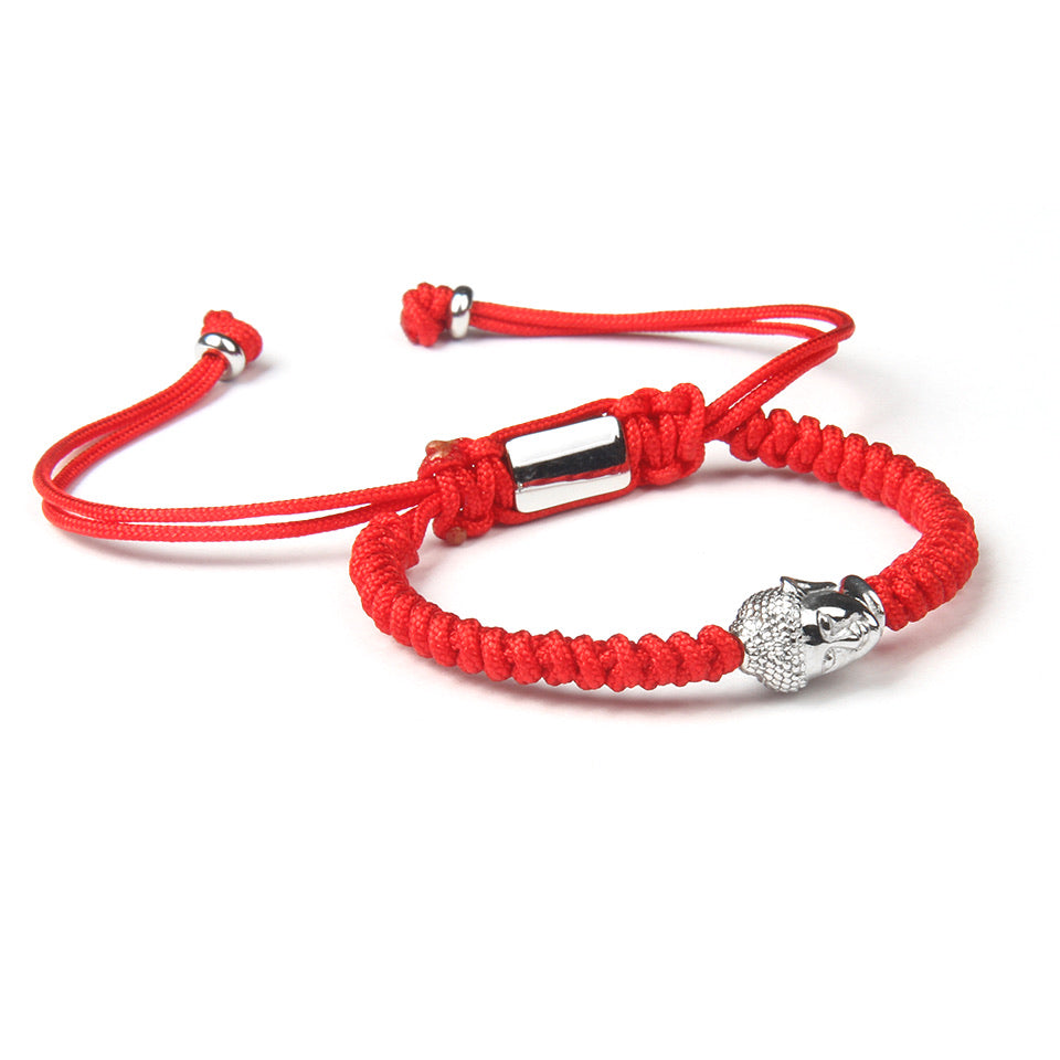 Silver Buda Minimalistic Red Bracelet