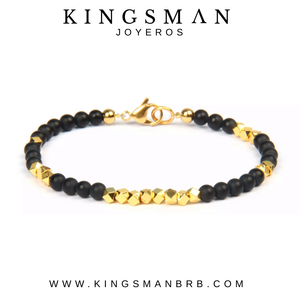 Onyx and Gold MicroBeads Bracelet XSmall