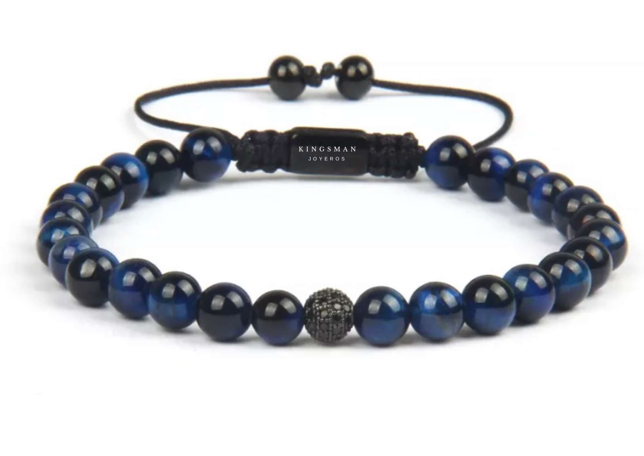 Blue Tiger Eye and Rhodium Minimalistic Bracelet
