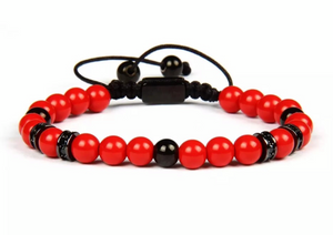 Red Jade and Rhodium Bracelet