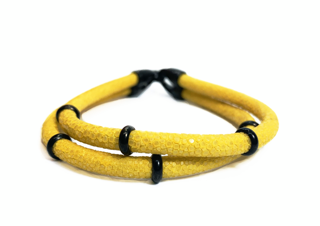 Rhodium Multi-Stoppers Yellow Stingray Bracelet