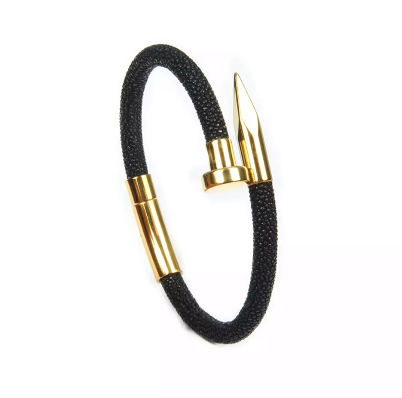 18K Gold Nail Black Stingray Bracelet