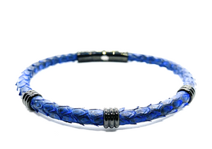 Blue and Rhodium Single Layer Phyton Bracelet