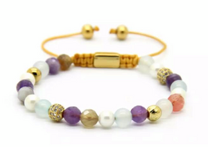 Sea Pearl Botswana and Amethyst Bracelet