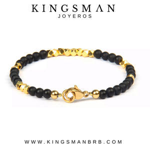 Onyx and Gold MicroBeads Bracelet XSmall