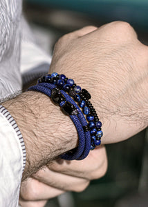 18K Gold Twin Skull Blue Stingray Bracelet