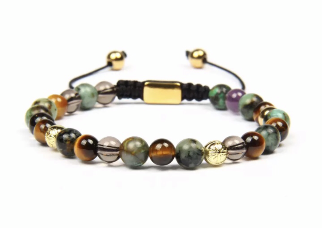 Insignia Star Chrysoprase and Tiger Eye Bracelet